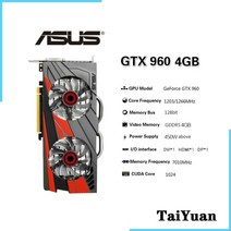 [해외] 미국 기가바이트 msi raphic 카드 gtx 960 2-4gb 1050ti 4gb 1060 3-5-6gb 1650 4gb 비디오 카드 gpu 지원 데스크탑 cpu, 미국-gtx-960-4gb로