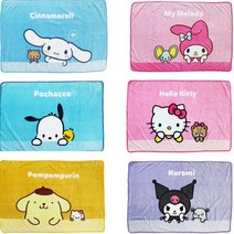 시나모롤 폼폼푸린 쿠로미 키티 담요 무릎 극세사 블랭킷 밍크 캠핑 휴대용 캐릭터, 헬로키티7865