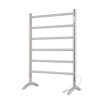 NORTTA 독립형 타월 워머 6 바 플러그인 옵션 3가지 작동 모드 브러시드 스테인리스 스틸 너비 61cm(24인치) 높이 86.4cm(34인치), Brushed