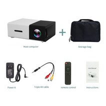 빔프로젝터 스크린 VEIDADZ YG300 휴대용 LED 미니 내장 1300mAh 배터리 HDMI 호환 USB AV 지원 1080P 홈 미디어 플레이어, 협력사, 검은색 배터리 가방, AU 플러그