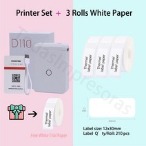 네임 스티커 라벨 프린터 휴대용Niimbot-D110 미니 포켓 감열식 라벨 메이커 기계 올인원 DIY 날짜 스티커, 01 Add 3 Rolls 12x30