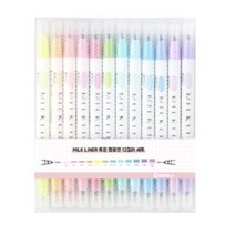 동아 MILK LINER 트윈 형광펜 12색 세트, 혼합 색상, 3개