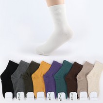 언니네양말 여성용 가을 하프골지 10켤레세트 무지 패션 여자 양말 학생