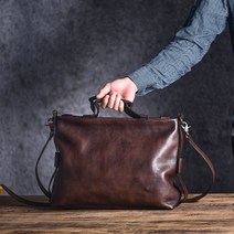 오리지널 가죽 핸드메이드 페인팅 대용량 토트 베지터블 컴퓨터 서류가방 패브릭원단, T02-커피컬러