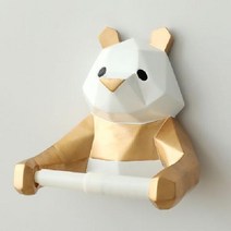 휴지걸이 팬더 곰 무타공 두루마리 소품 인테리어 부착식 감성 북유럽, B. 골드 팬더 티슈 홀더
