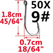 낚시 갈고리 서클 잉어 드 후크 크기 링 일본 바늘, 9