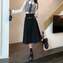 개더 치마 샤 월남 플리츠 핀턱 플레어 풀 스커트