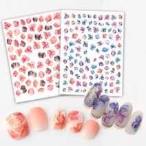 말린 꽃잎 수채화 드라이 플라워 네일 스티커 2종, 1.퍼플톤(141)