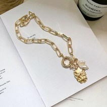 바로크 복고풍 천연 진주 초커 코인 써지컬 체인 목걸