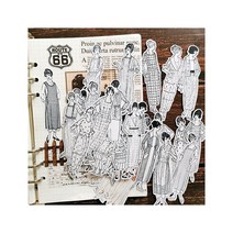복고풍 흑백 인물 레이디 인물 사람 스티커 58매, 단일세트상품