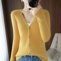 패션 스트라이프 니트 가디건 여성용 v넥 고탄력 스웨터 루즈한 캐주얼 탑 겨울