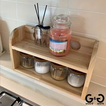 지앤지우드웍 원목 양념통 2단 선반 M 다용도 정리대 다용도선반