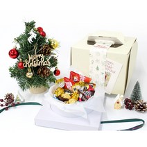 어리틀제이 1단 화이트 크리스마스 리스 케이크 초콜릿 트리 선물 상자 소품 장식, 연노랑