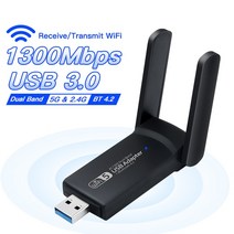 차량용블루투스 리시버 동글 수신기WiFi USB 3.0 어댑터 1300Mbps 블루투스 4.2 듀얼 밴드 2.4GHz 및 5GHz, 01 1300M BT4.2