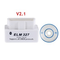 자동차 진단기 스캐너 미니 elm327 obd2 블루투스 호환 v1.52.1 코드 리더 도구 안드로이드에 대한 진단 도구 수리 도구, cd가 있는 흰색 v2.1