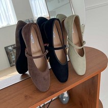 여성 플랫 메리 제인 슈즈 스웨이드 벨벳 정장 단화