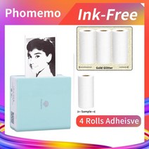 사진인화기 스티커사진기계 스마트폰사진인화기 Phomemo-M02 휴대용 무선 감열식 미니 포켓 프린터 핸드헬, 11 Turquoise-Gold