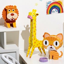 민화샵 종이 3D 동물 입체퍼즐 조립장난감 만들기세트 어린이조립 페이퍼토이 3D종이동물 종이모형 입체퍼즐만들기키트, 종이 3D 동물 입체퍼즐-고양이