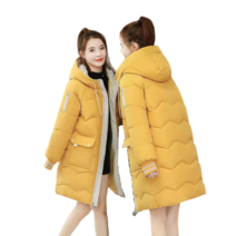 Wxie 여자 가을 겨울 두꺼운 재킷 후드 점퍼 롱 패딩점퍼