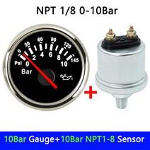 오일 압력계 압력게이지 HD 0 ~ 10 바 1/8NPT 센서 디젤 발전기 부품 10mm, 한개옵션1, 08 NPT1-8 0-10Bar