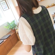 방가지똥 앞치마 빅포켓 블랙체크 앞치마, 빅사이즈 단면 58