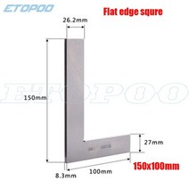 측정 게이지 스퀘어 각도 플랫 에지 사각 목수 사각 블레이드 트라이 사각 앵글 사각, 150x100mm