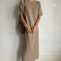 dm 울 라운드 반팔 롱 니트 원피스 / 가을 겨울 맥시원피스 블랙 베이지 그레이