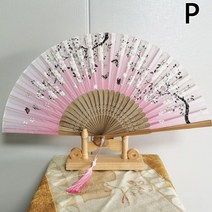 무용부채 부채춤 한국 합죽선 접이식 전통 빈티지 실크 접는 팬 레트로 중국어 일본어 대나무 접는 팬 술 댄스 핸드 팬 홈 인테리어 장식 공예 선물, p