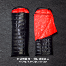 백패킹 오리털 침낭 이불 캠핑 폭신 동계 경량, 아이언블랙 1500g