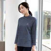 모슬린 엄마옷 기모 단가라 반폴라 티셔츠 ETP211042 마담 미시옷 중년여성의류 빅사이즈 50대 60대여성옷