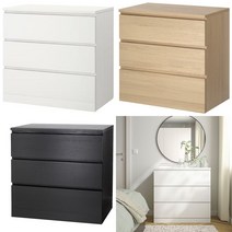 이케아 MALM 말름 3칸 서랍장 80x78cm (화이트 블랙브라운 참나무 택1)