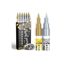 골드 실버 Paint Pens 골드 실버 페인트펜 락페인팅 돌 금속 세라믹 도자기 유리 목포 원단 캔버스 유성 12개 세트 페인트 마커 극세 0.7mm