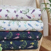 코튼린넨 대폭 원단 11수 린넨 플로랄 라벤다 4컬러, 네츄럴블루