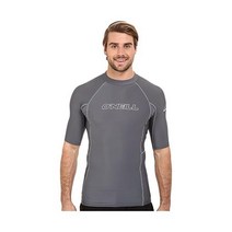 오닐 남성 베이직 스킨 UPF 50+ 반팔 래쉬가드, Smoke, Small