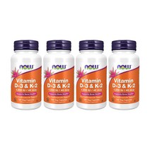 나우푸드 비타민 D-3 & K-2 1000IU / 45mcg 베지 캡슐, 120개입, 4개