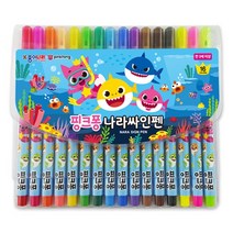 아주문구 아주문구]핑크퐁상어가족나라싸인펜, 핑크퐁상어가족나라싸인펜 16색 12세트