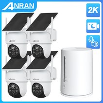 가정용CCTV 실외용 초고화질 CCTV ANRAN 와이파이 태양 전지 카메라 키트 야외 무선 360 PTZ 감시 보안 세트 사이렌 알람 휴머노이드 감지 4MP, 1.4 Cameras 4CH NVR