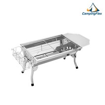 (캠핑플렉스) 플렉스 그릴 접이식 스테인레스 바베큐그릴 야외용 캠핑화로대 BBQ 용품 숯불그릴 화로대, 004. 플렉스 그릴 S(세트형)