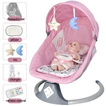 전기 아기 스윙 안락 의자 긴 블루투스 음악 원격 제어 흔들 침대, 03 ROCKER-PINK