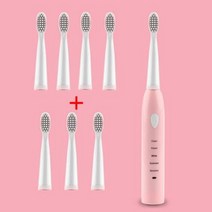휴비나인 전동칫솔리필 울트라 소닉 전동 칫솔 USB 충전 워셔블 화이트닝 부드러운 헤드 성인용 타이머 JAVEMAY J110, 한개옵션1, pink set