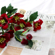 시들지 않는 생화같은 인테리어 크리스마스 로즈 꽃 다발 꽃꽂이 부케 조화 촬영 소품 가지