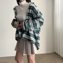 에이치스 도톰 피치 윈터 컬러체크 루즈핏 포켓 셔츠남방