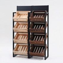과일진열대 선반 마트 매대 야채 전시대 베이커리, 4단 목재색상 52x35x160cm