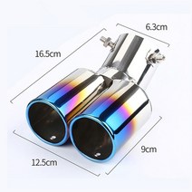 1pc 듀얼 콘센트 자동차 배기 팁 스테인레스 스틸 경사 압연 가장자리 자동 소음기, 2