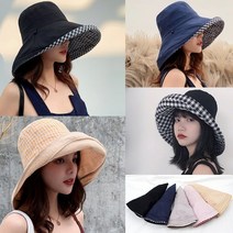 차밍몰 오버핏코튼 양면벙거지[S1216-니뽄체크]모자 버킷햇 와이어벙거지 여성벙거지