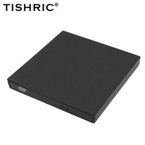 TISHRIC휴대용 외장 DVD 드라이브 플레이어 usb 20 광학 슬림 CD ROM 리더 데스크탑 PC 노트북 태블릿, Black