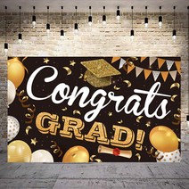 졸업 행사 대형 현수막 배경 천 180x110cm 축하 파티 졸업식 배너 포토존 가랜드, 화이트