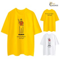 투체인지 레드가이 M~5XL 빅사이즈 남자 여자 라운드 5부 오버핏 남녀공용 반팔 티셔츠