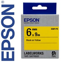 *정품* [ EPSON ] 라벨테이프, SC6Y(노랑바탕/검정글씨/폭6mm)