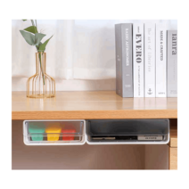 책상 테이블 수납 부착식 서랍 사무실 공간 절약, 화이트 특대형 (A4용지 수납 가능)